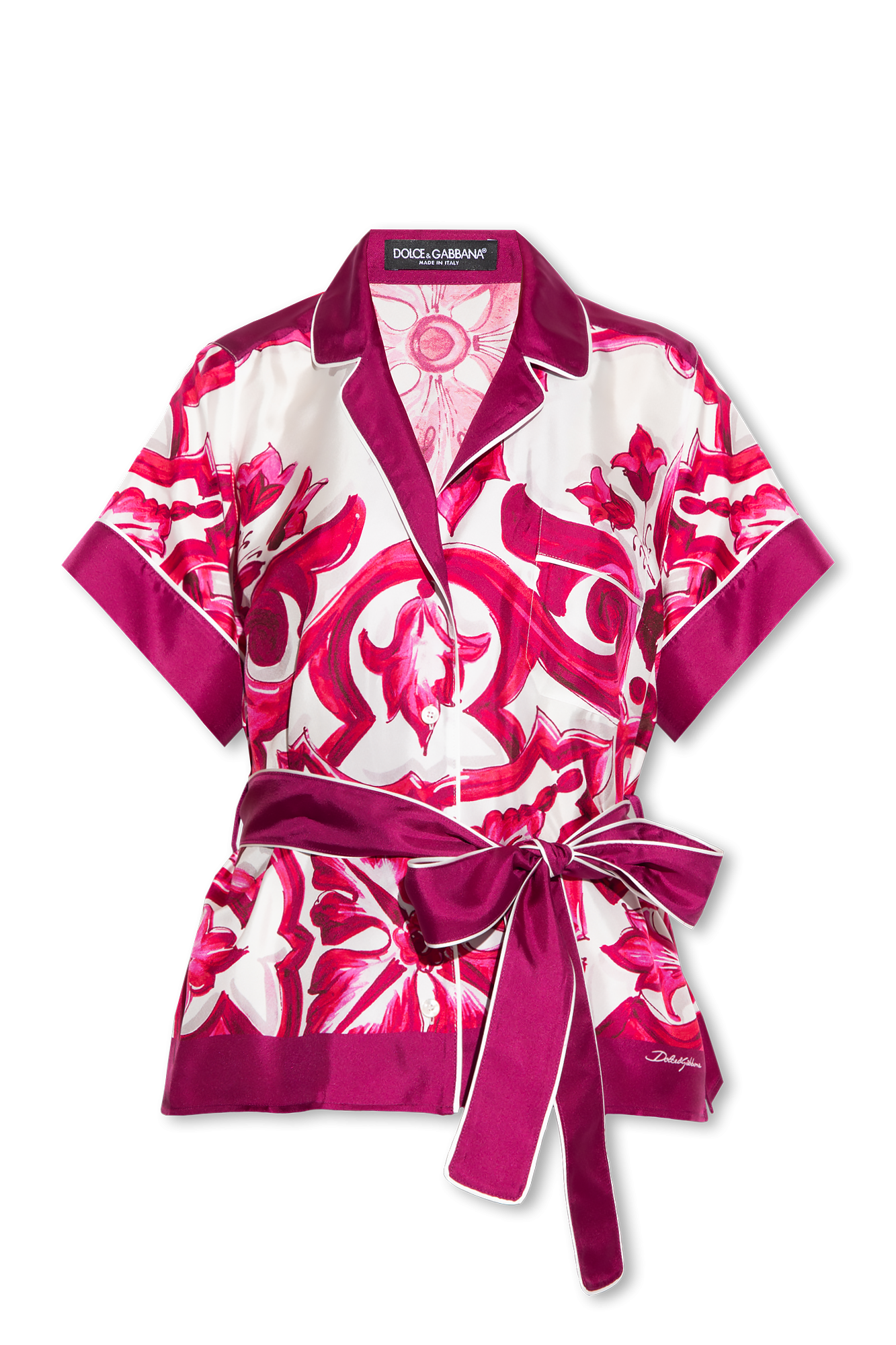 DOLCE&GABBANA シルク 100% シフォン フリル 花柄 ピンク系 Pink Silk shirt Dolce & Gabbana - Vitkac AS